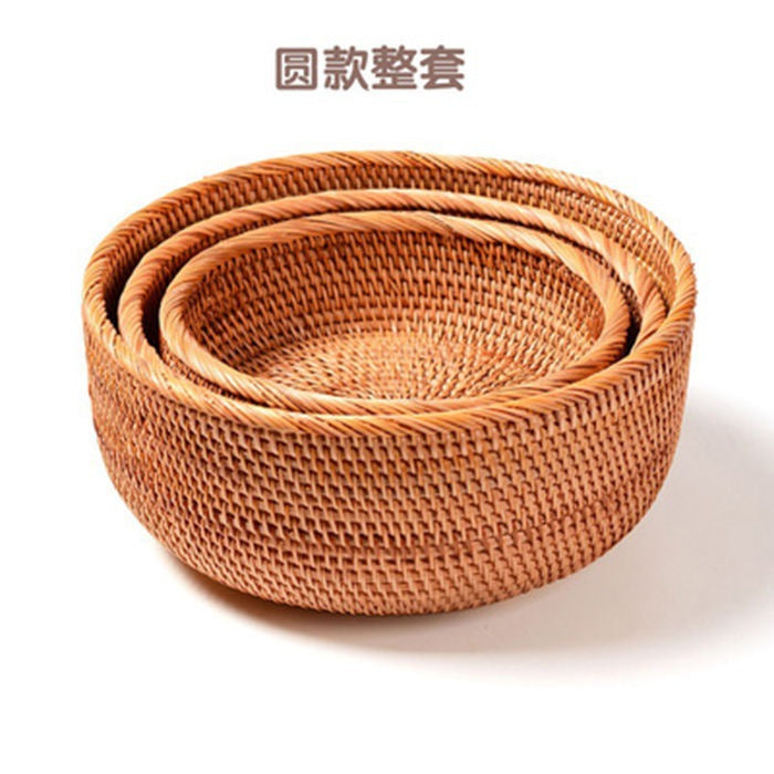 Handmade Vietnamese Wicker Basket Set – 3-Piece Boho Home Decor