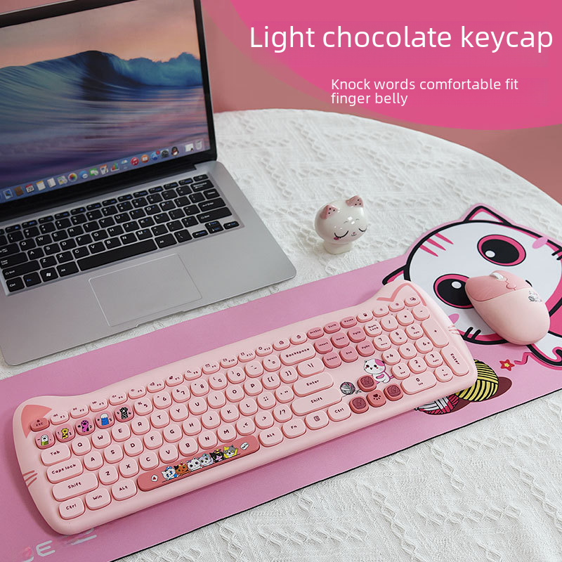 Wireless Keyboard & Mouse Set – Punk Style for Girls & Desk Aesthetic