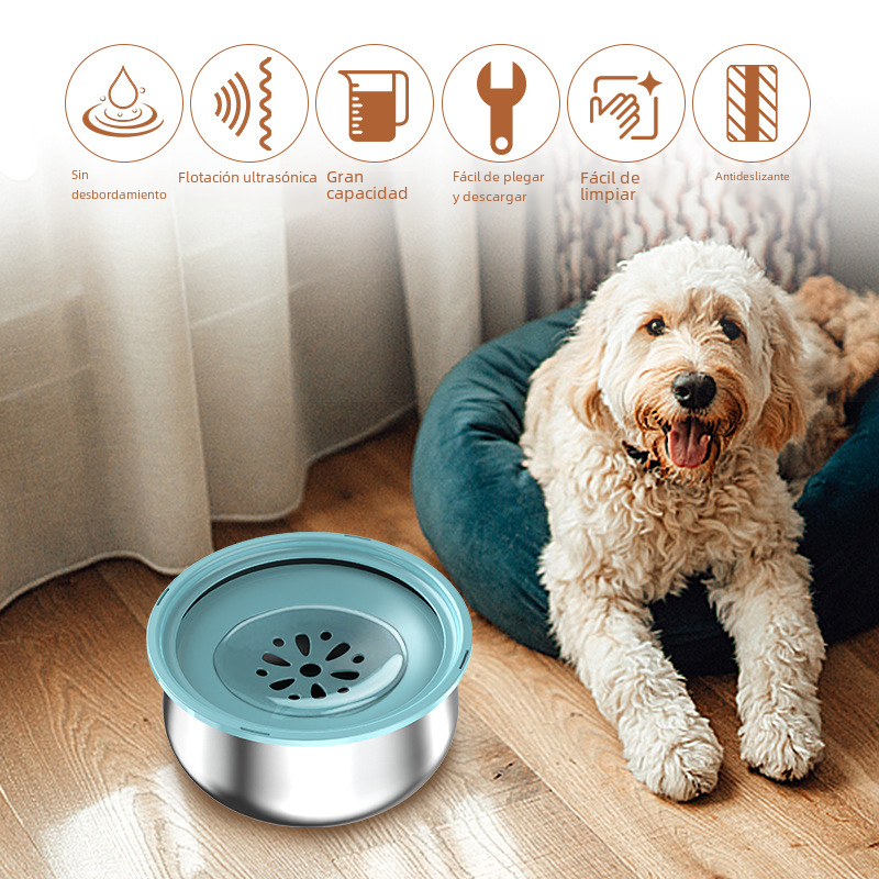 Stainless Steel Pet Water Bowl – Large with Anti-Splash Guard