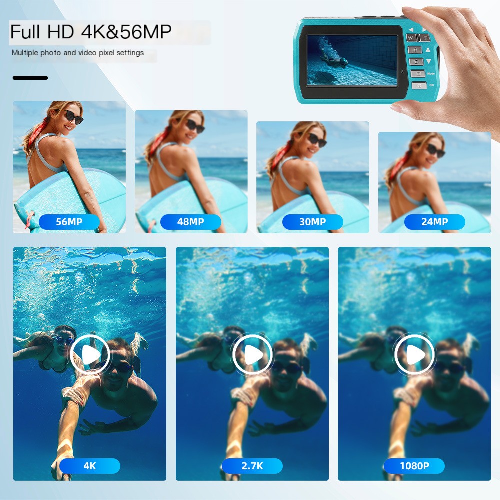 4K Digital Camera with Dual LCD Screens – Waterproof Vlogging Camera