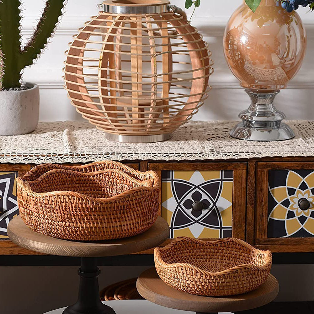 Handmade Vietnamese Wicker Basket Set – 3-Piece Boho Home Decor