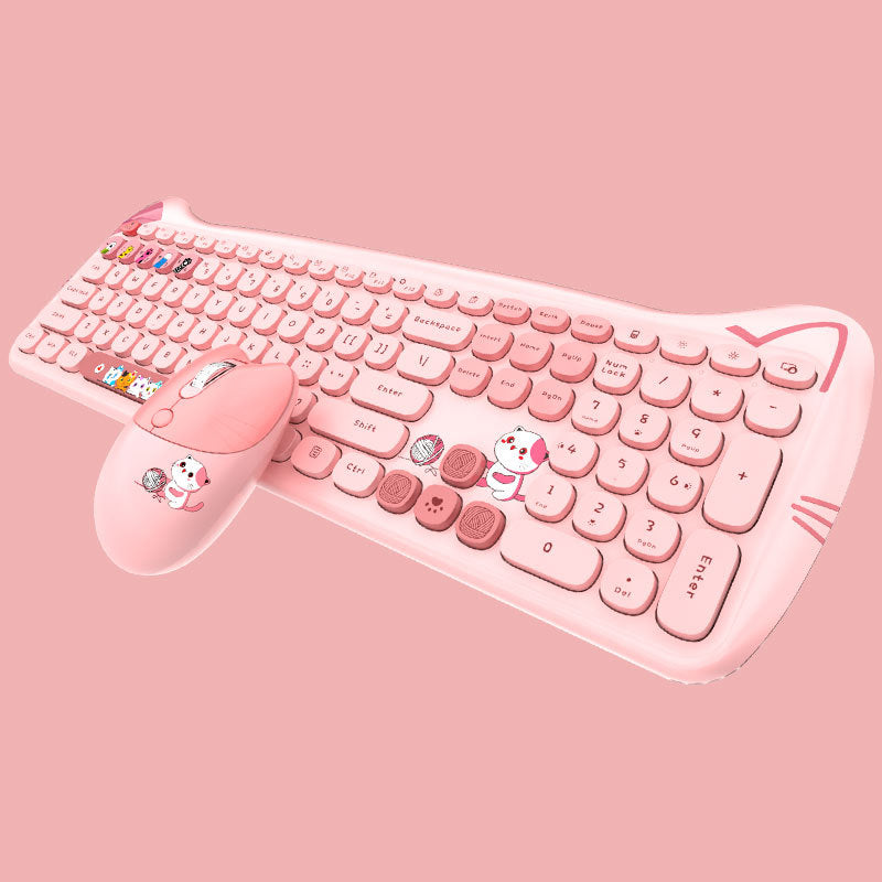 Wireless Keyboard & Mouse Set – Punk Style for Girls & Desk Aesthetic