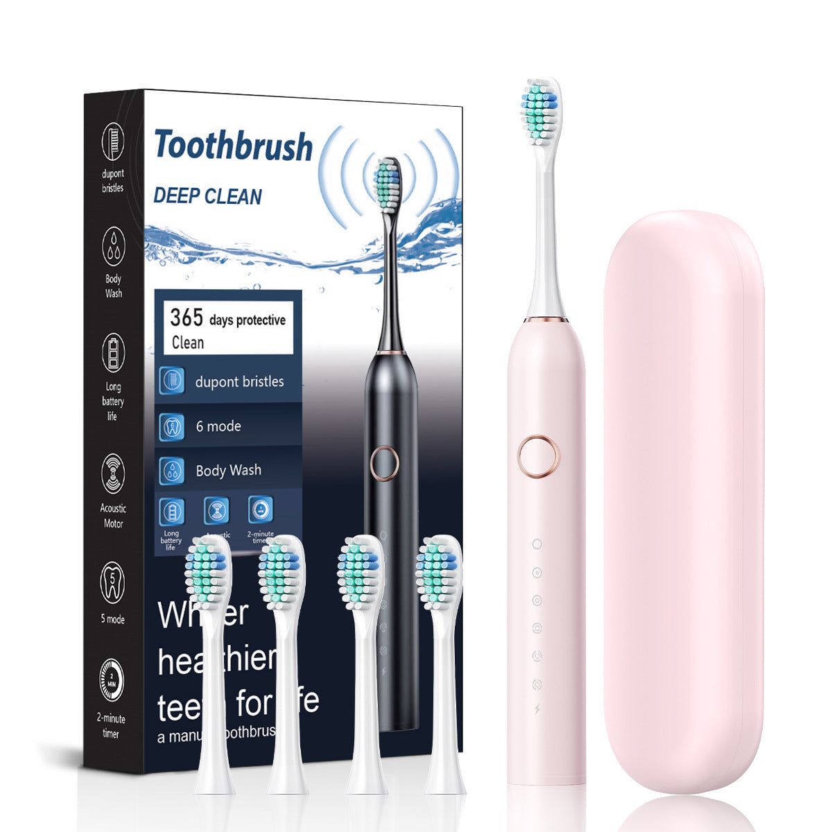 Smart Sonic Electric Toothbrush with LCD Display – Whitening & Deep Clean