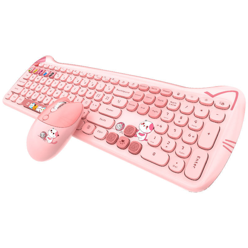 Wireless Keyboard & Mouse Set – Punk Style for Girls & Desk Aesthetic