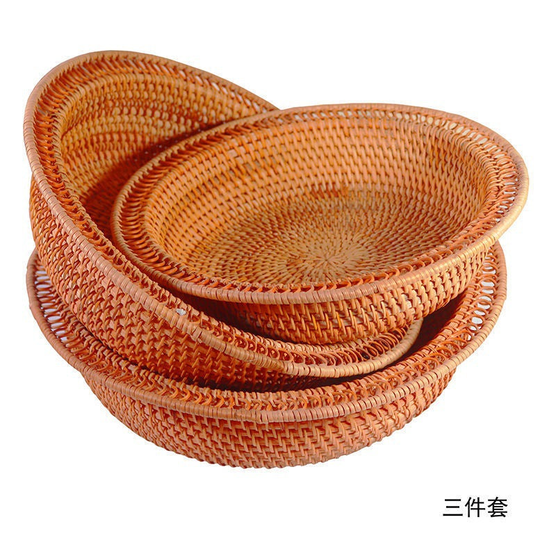 Handmade Vietnamese Wicker Basket Set – 3-Piece Boho Home Decor