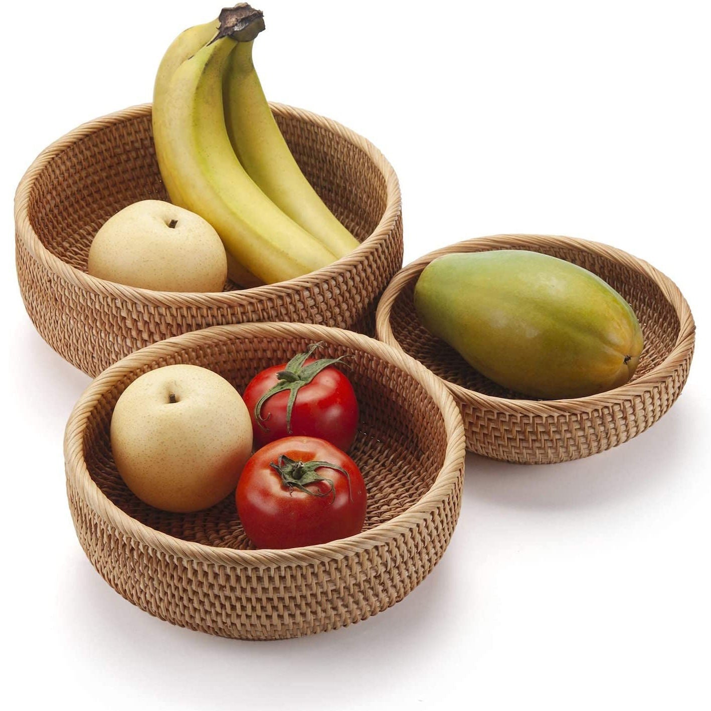 Handmade Vietnamese Wicker Basket Set – 3-Piece Boho Home Decor