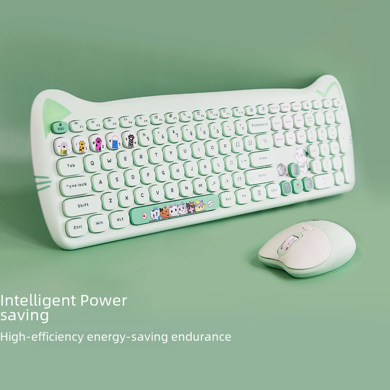 Wireless Keyboard & Mouse Set – Punk Style for Girls & Desk Aesthetic