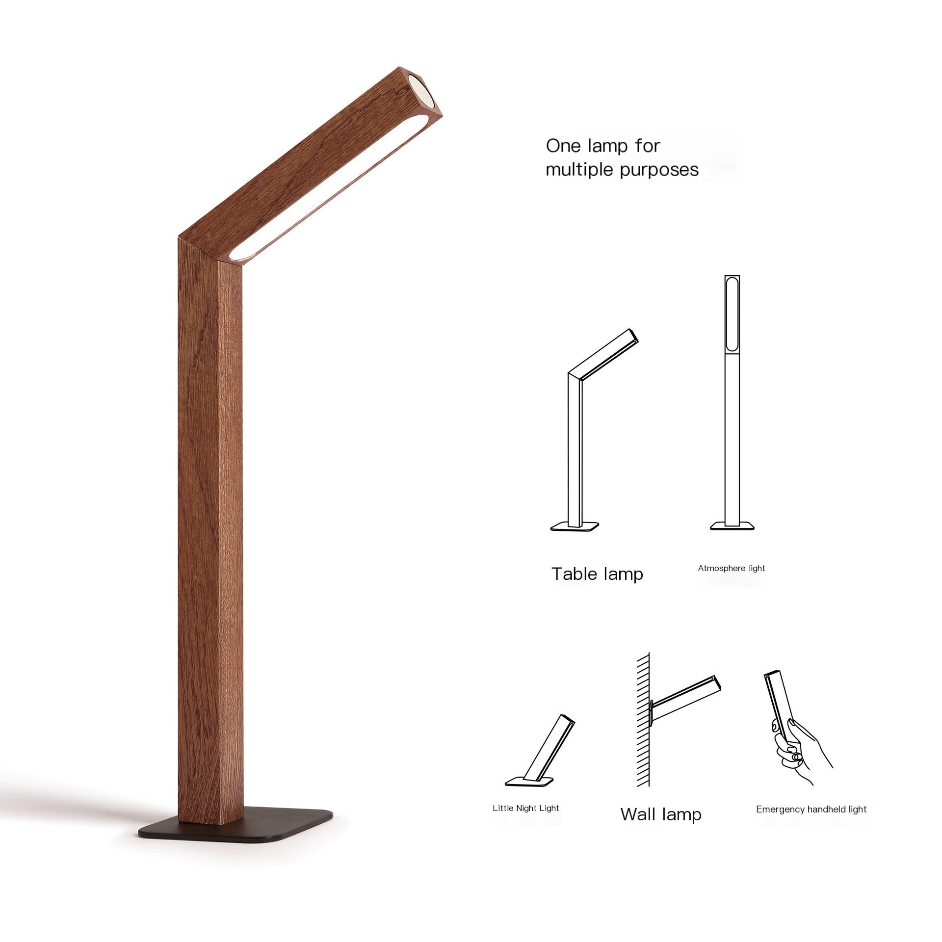 Minimalist LED Bedside Lamp – Warm Glow with Wooden Base