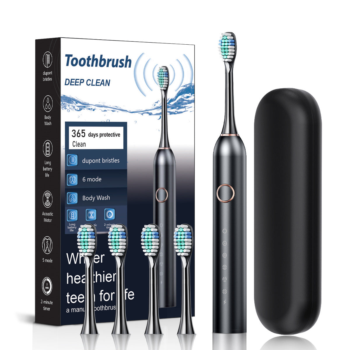 Smart Sonic Electric Toothbrush with LCD Display – Whitening & Deep Clean