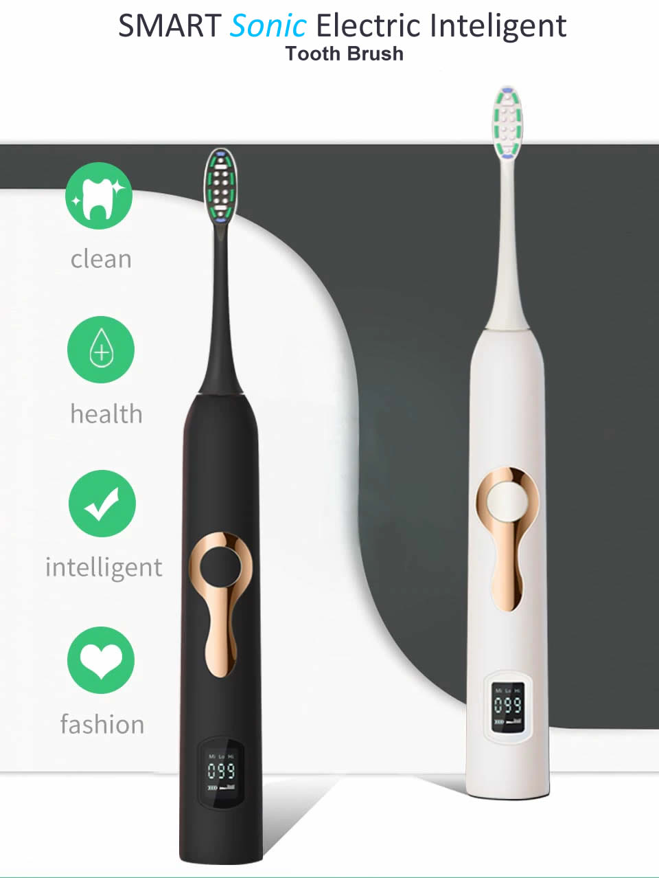 Smart Sonic Electric Toothbrush with LCD Display – Whitening & Deep Clean