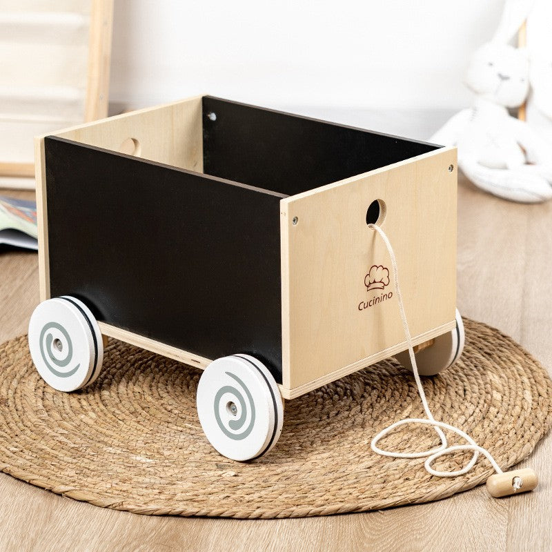 Wooden Bear Shopping Cart Toy – Pretend Play with Vegetables for Toddlers