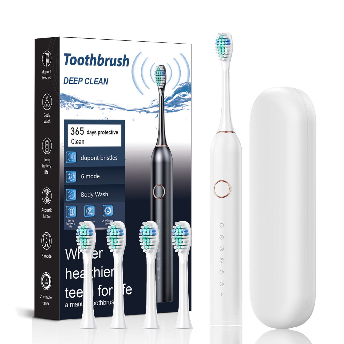 Smart Sonic Electric Toothbrush with LCD Display – Whitening & Deep Clean