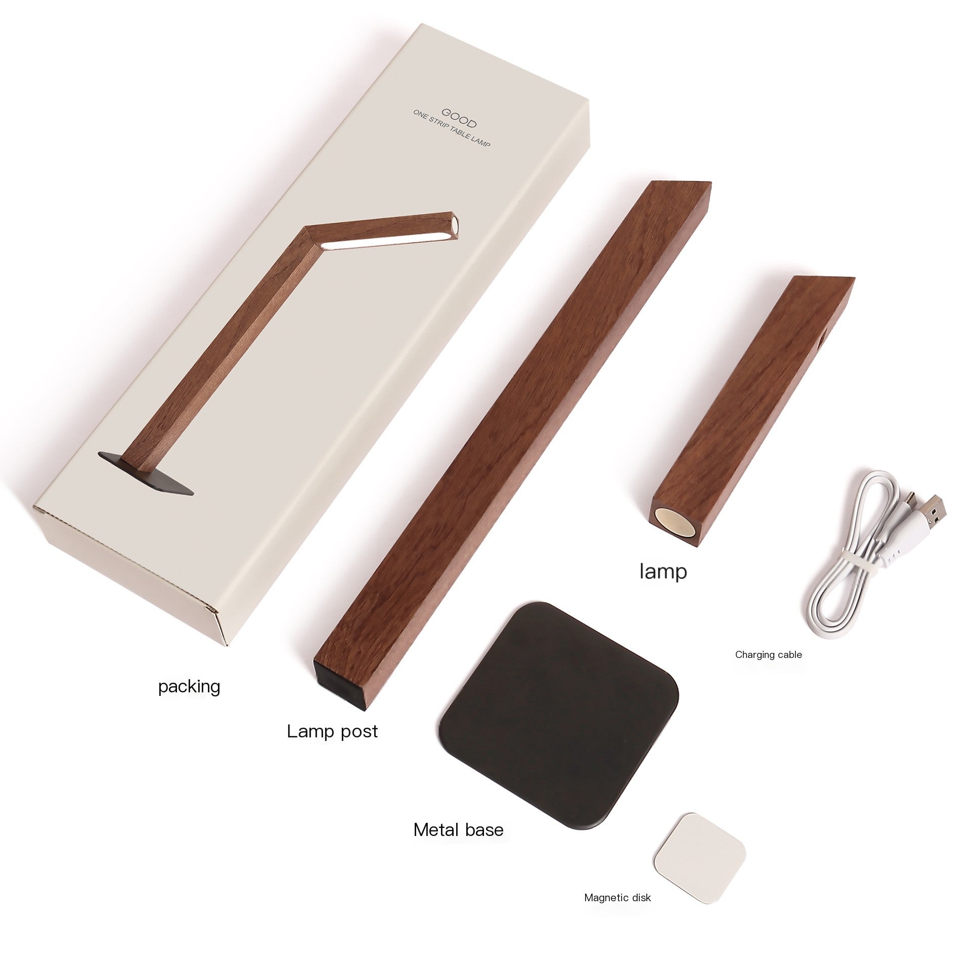 Minimalist LED Bedside Lamp – Warm Glow with Wooden Base