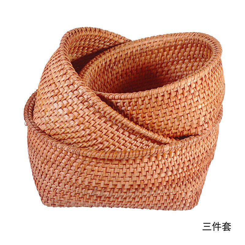 Handmade Vietnamese Wicker Basket Set – 3-Piece Boho Home Decor