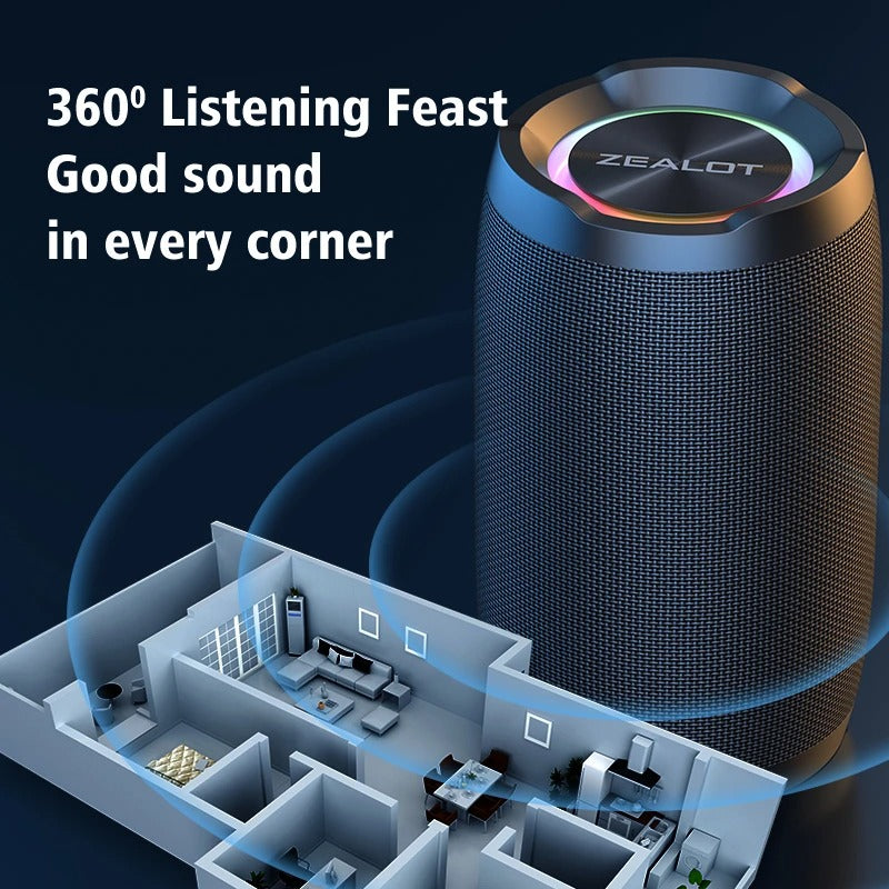 Zealot S49 Portable Bluetooth Speaker – 20W with 360° Surround Sound