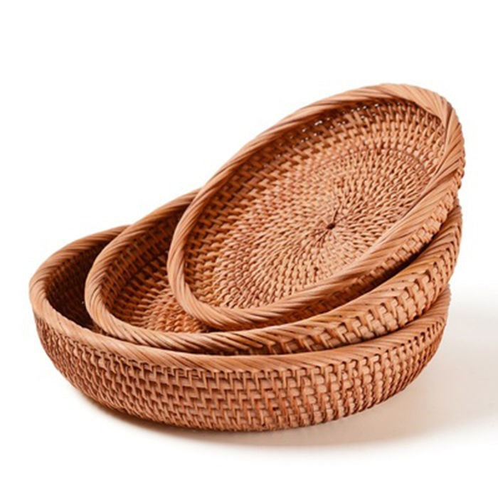 Handmade Vietnamese Wicker Basket Set – 3-Piece Boho Home Decor