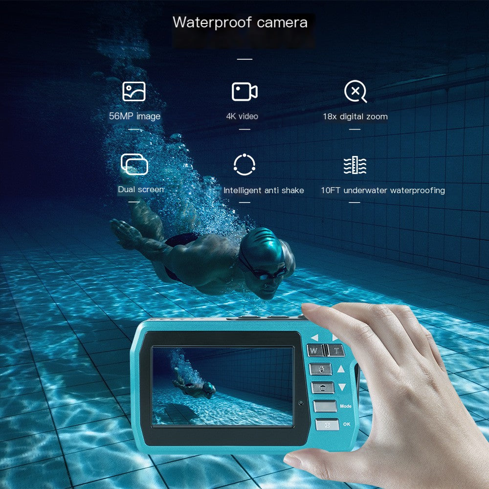 4K Digital Camera with Dual LCD Screens – Waterproof Vlogging Camera