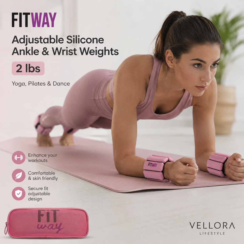 FITWAY Adjustable Silicone Ankle & Wrist Weights – 2 lbs | Yoga, Pilates & Dance